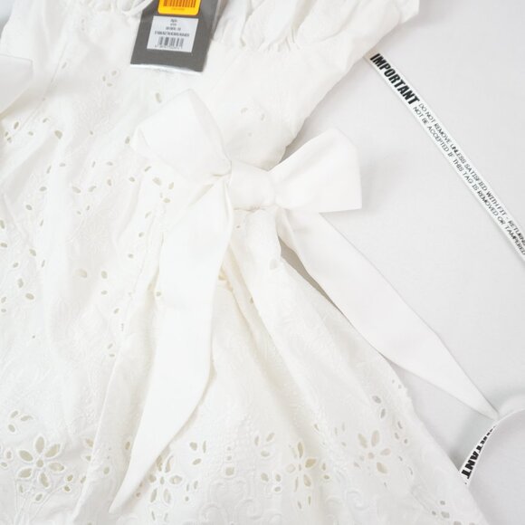 House Of CB Giglio Broderie Anglais Frill Mini Dress In White - Size XS - NWTD - Picture 8 of 12